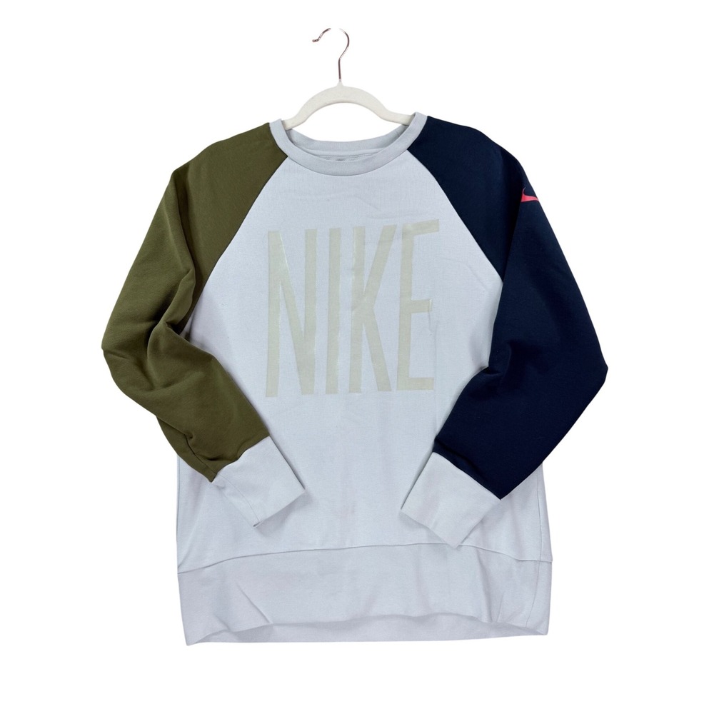 Nike Sweatshirt Mens Small Grey Colorblock Dri-FIT Raglan Pullover Activewear